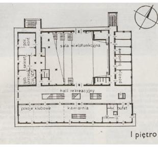 Rzut I piętra; fot.: Architektura 1974 nr 11-12