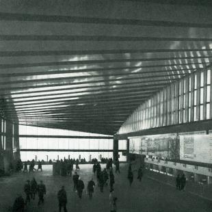 Dworzec Warszawa Wschodnia, hala dworca dalekobieżnego; fot.: J. Smogorzewski, źródło: Architektura nr 5/1969